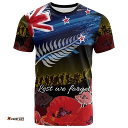 new zealand anzac day t shirt soldier with poppies flowersAmazing Aussie