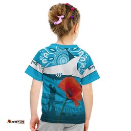 sharkies rugby t shirt anzac day barb wire style
