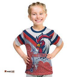 roosters t shirt white aboriginal rugby