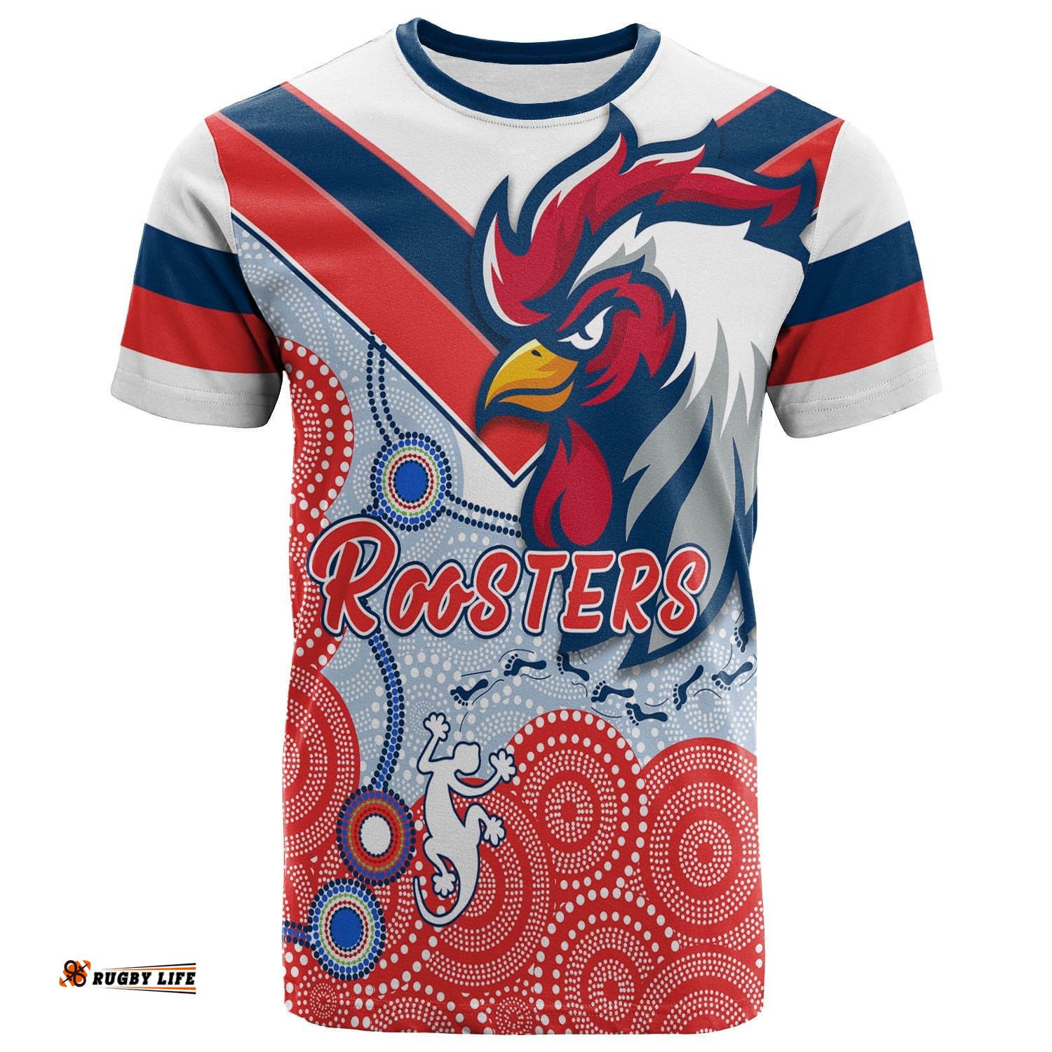 roosters t shirt white aboriginal rugby