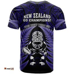 new zealand aotearoa rugby t shirt nz tiki with maori fern world cup blue version