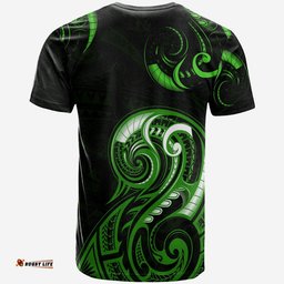 aotearoa fern t shirt maori pattern version green