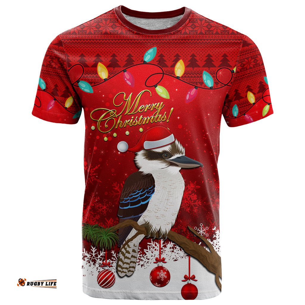 australia christmas t shirt aussie kookaburra santa merry xmas