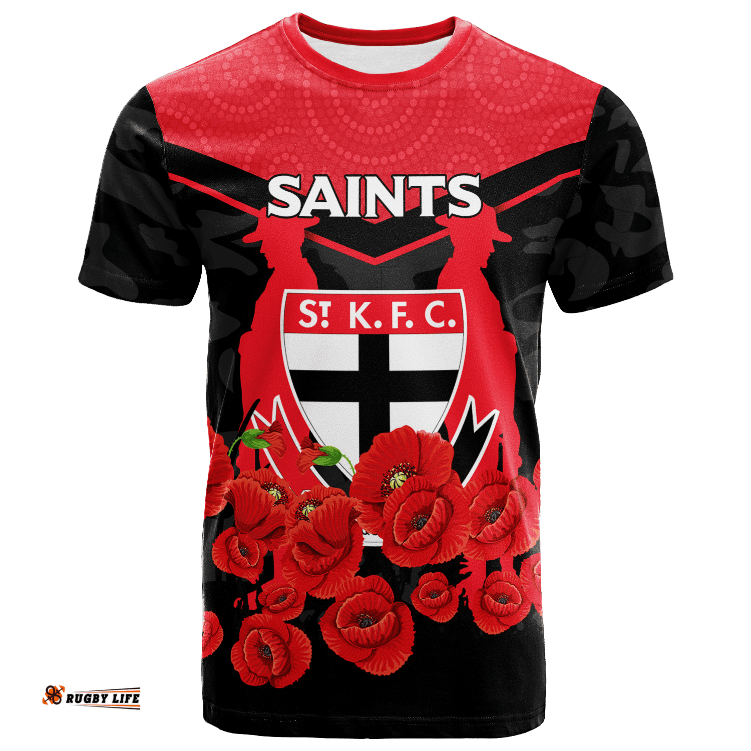 st kilda saints anzac day indigenous art t shirt