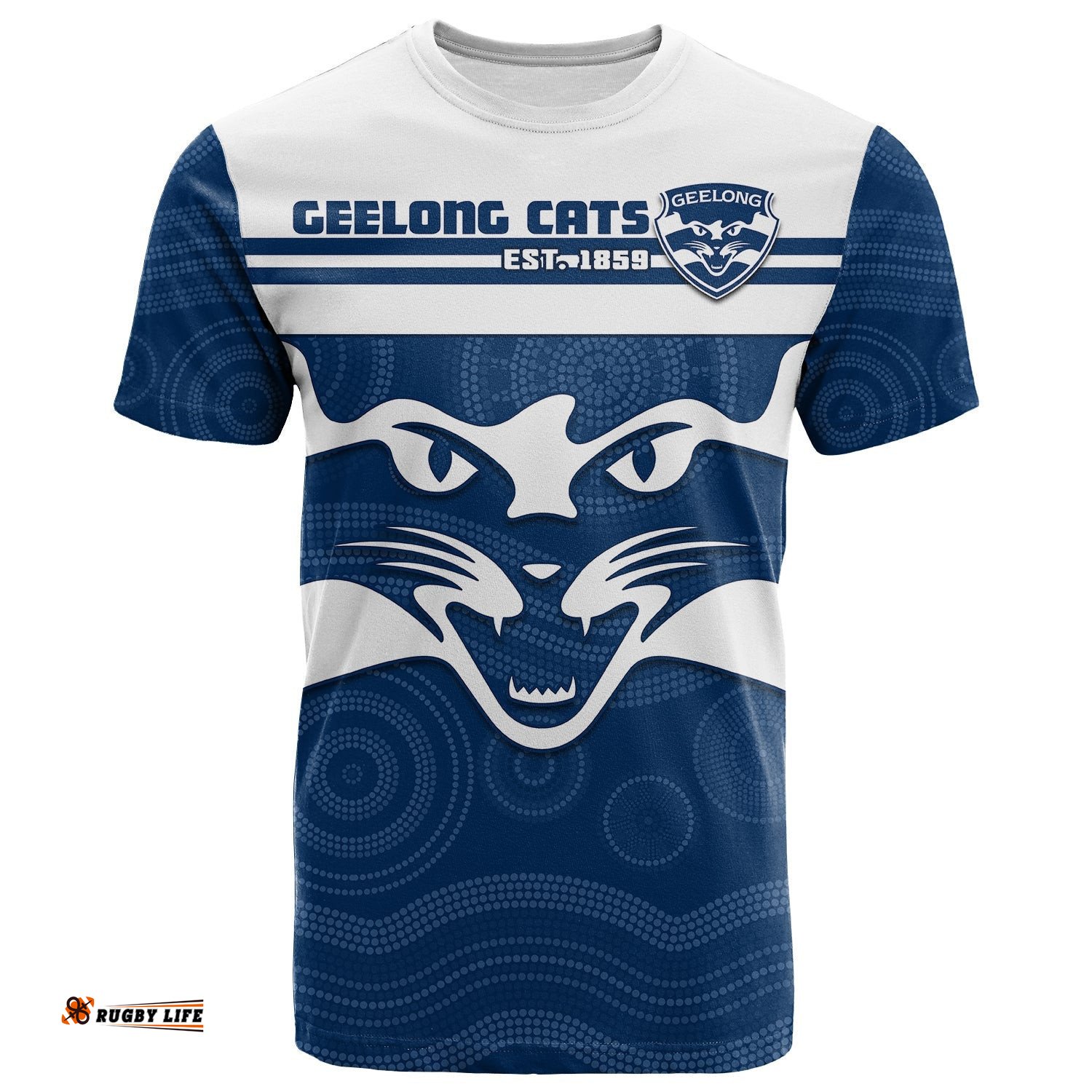 cats football t shirt geelong est 1859 aboriginal art