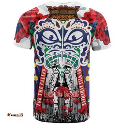 warriors rugby anzac poppy watercolor custom t shirt remembrance new zealand warriors with maori tino rangatiratanga flag