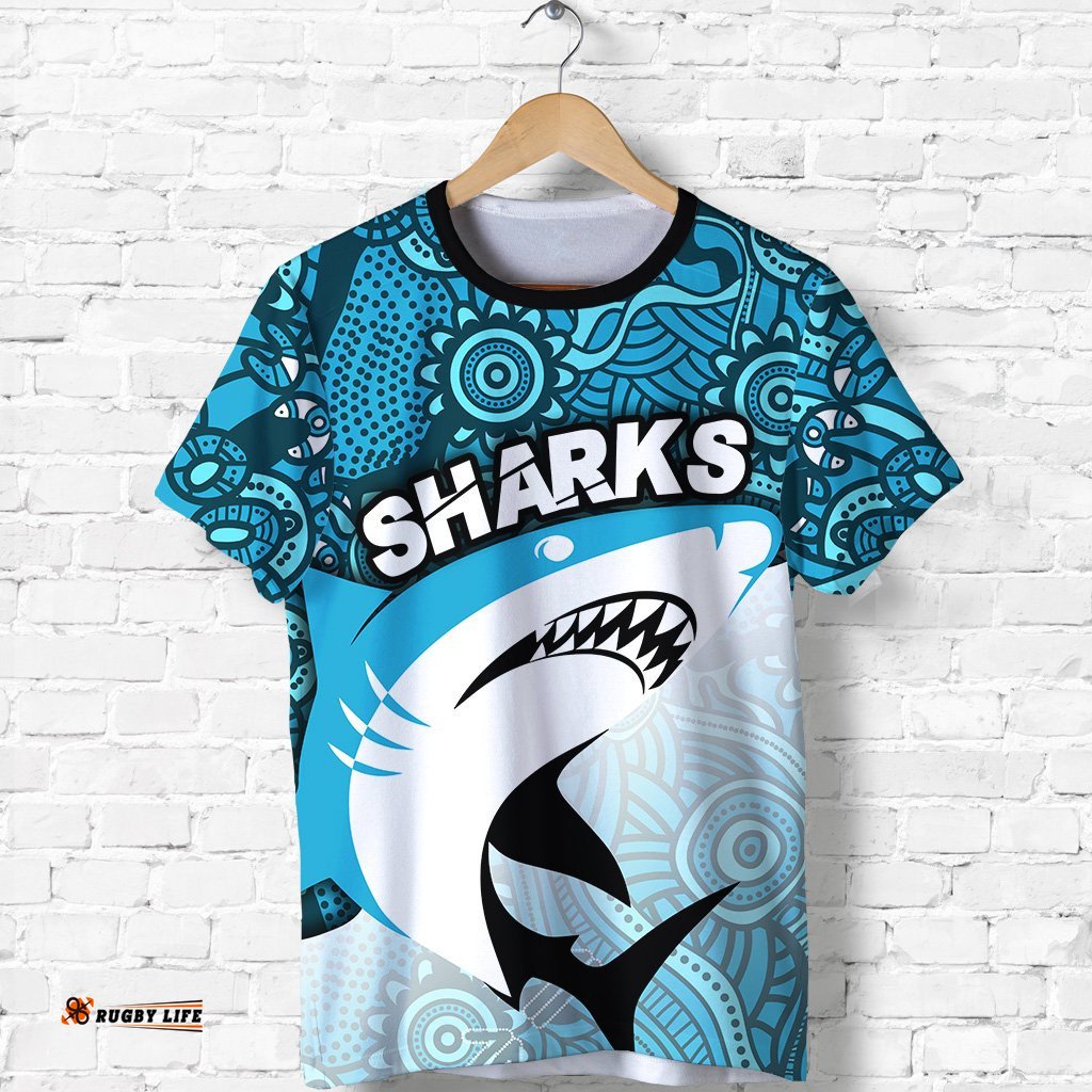 custom personalised sharks aboriginal t shirt sea wave style