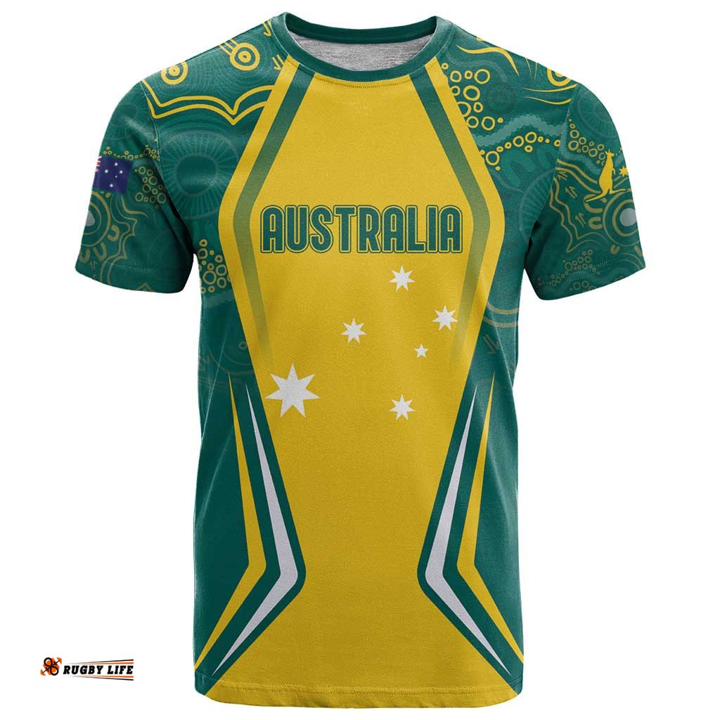 australia 2024 olympics custom t shirt rise of the roos aborignal style