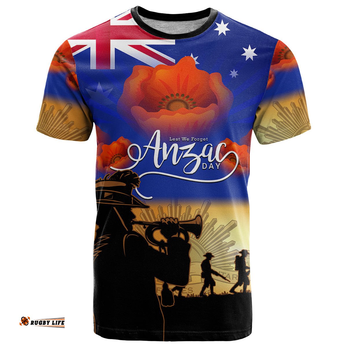 aussie anzac t shirt australian army poppy mix flag