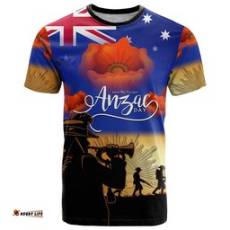 aussie anzac t shirt australian army poppy mix flag