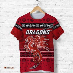 custom personalised st. george illawarra dragons t shirt christmas simple style red