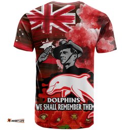 anzac dolphins rugby t shirt we shall remember