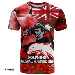 anzac dolphins rugby t shirt we shall remember