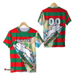 custom personalised rabbitohs t shirt aboriginal sport style