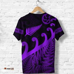 new zealand rugby maori t shirt silver fern koru vibes purple