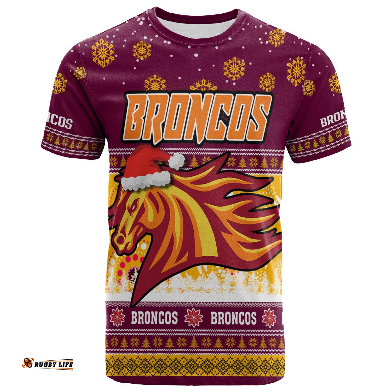 broncos rugby christmas t shirt custom broncos ugly christmas and aboriginal patterns t shirt