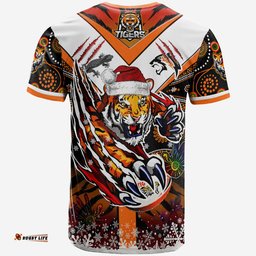 tigers rugby christmas t shirt custom merry tigers christmas indigenous t shirt