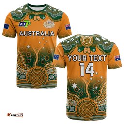 custom text and number australia rugby t shirt aussie sevens original indigenous