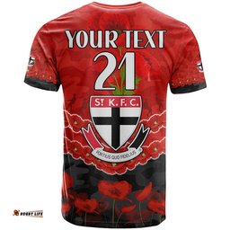 custom personalised st kilda saints football anzac t shirt lest we forget