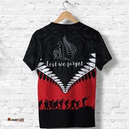 anzac day new zealand warriors t shirt silver fern black red