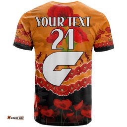 custom personalised gws giants football anzac t shirt lest we forget