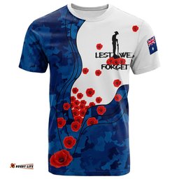anzac lest we forget t shirt australian flag color