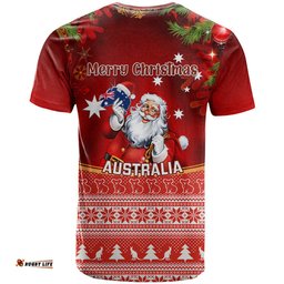 australia christmas t shirt xmas in july happy santa claus with map red style