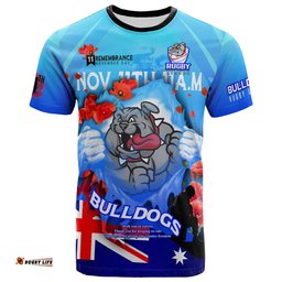 bulldogs rugby t shirt custom bulldogs remembrance day lest we forget poppies t shirt