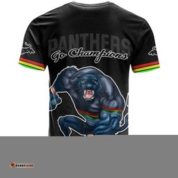 panthers premier t shirt mascot with nrl trophy black version