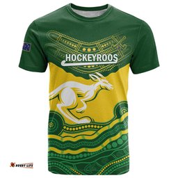 custom australia hockeyroos t shirt aussie kangaroo indigenous art