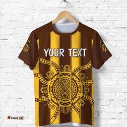 custom personalised hawks indigenous t shirt hawthorn football