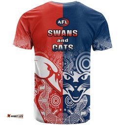 swans and cats football t shirt sydney mix geelong indigenous