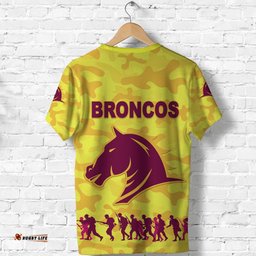 brisbane broncos t shirt anzac day camouflage vibes yellow