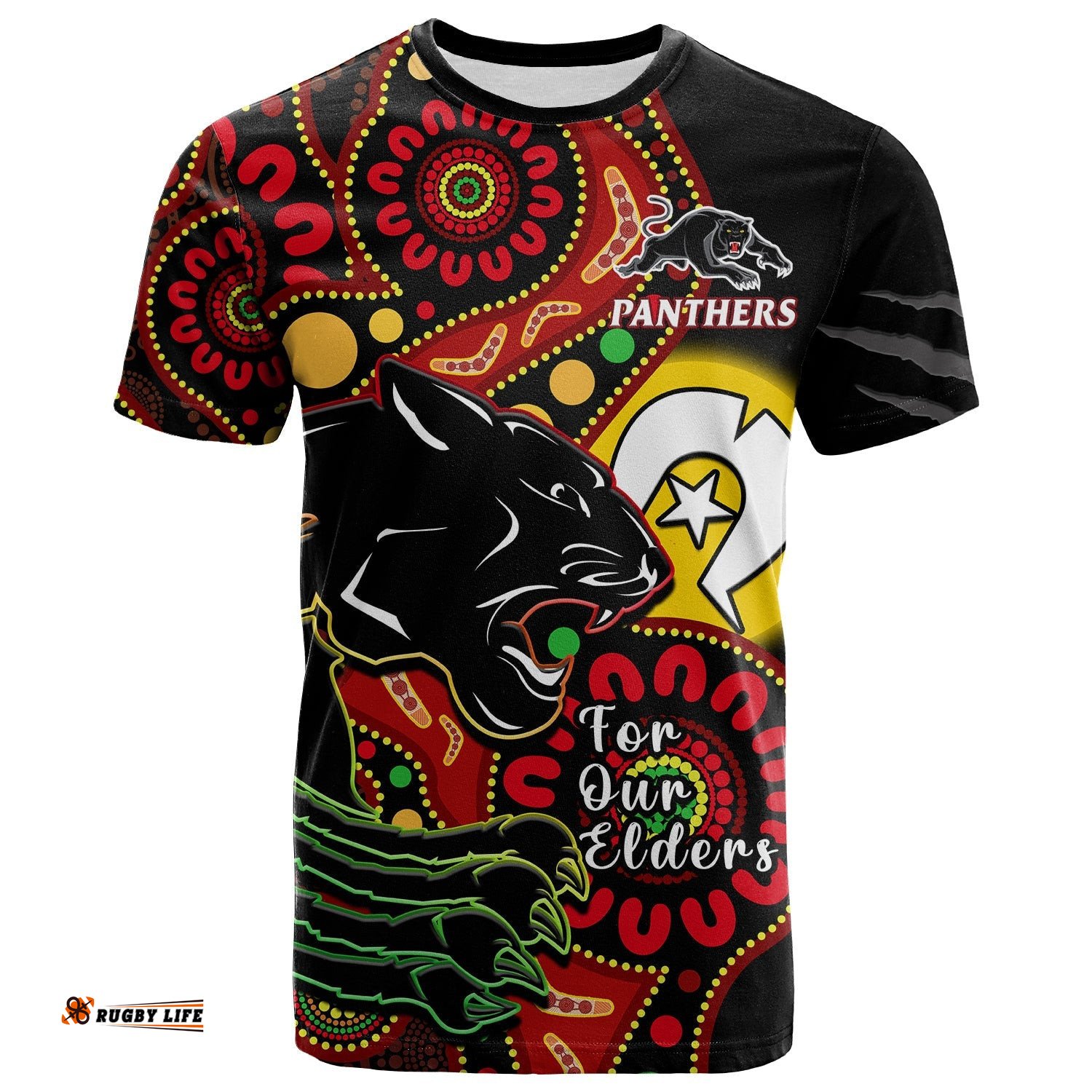custom text and number panthers rugby naidoc 2023 t shirt for our elders aboriginal