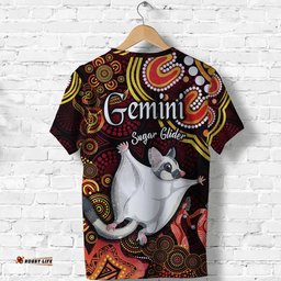 australian astrology t shirt gemini sugar glider zodiac aboriginal vibes red