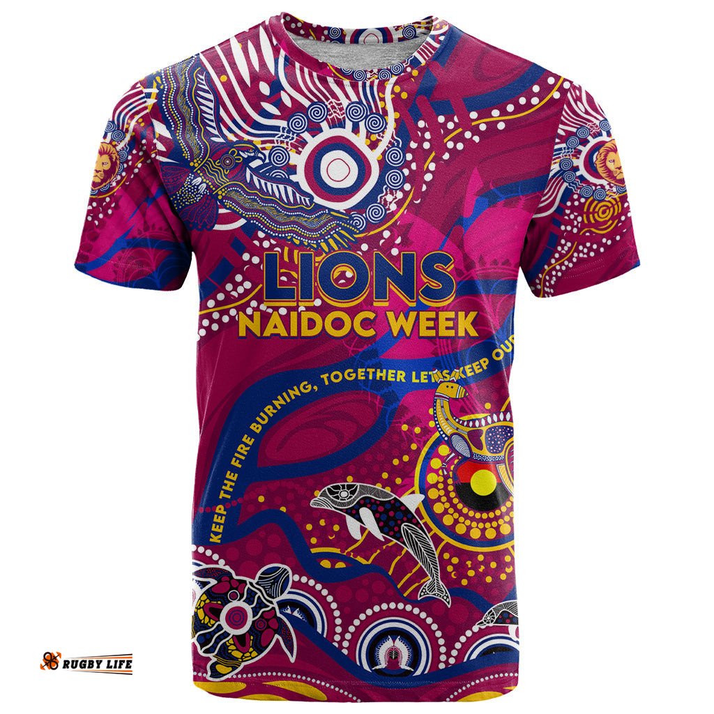 custom naidoc week 2024 lions t shirt aboriginal animals keep the fire burning dt02