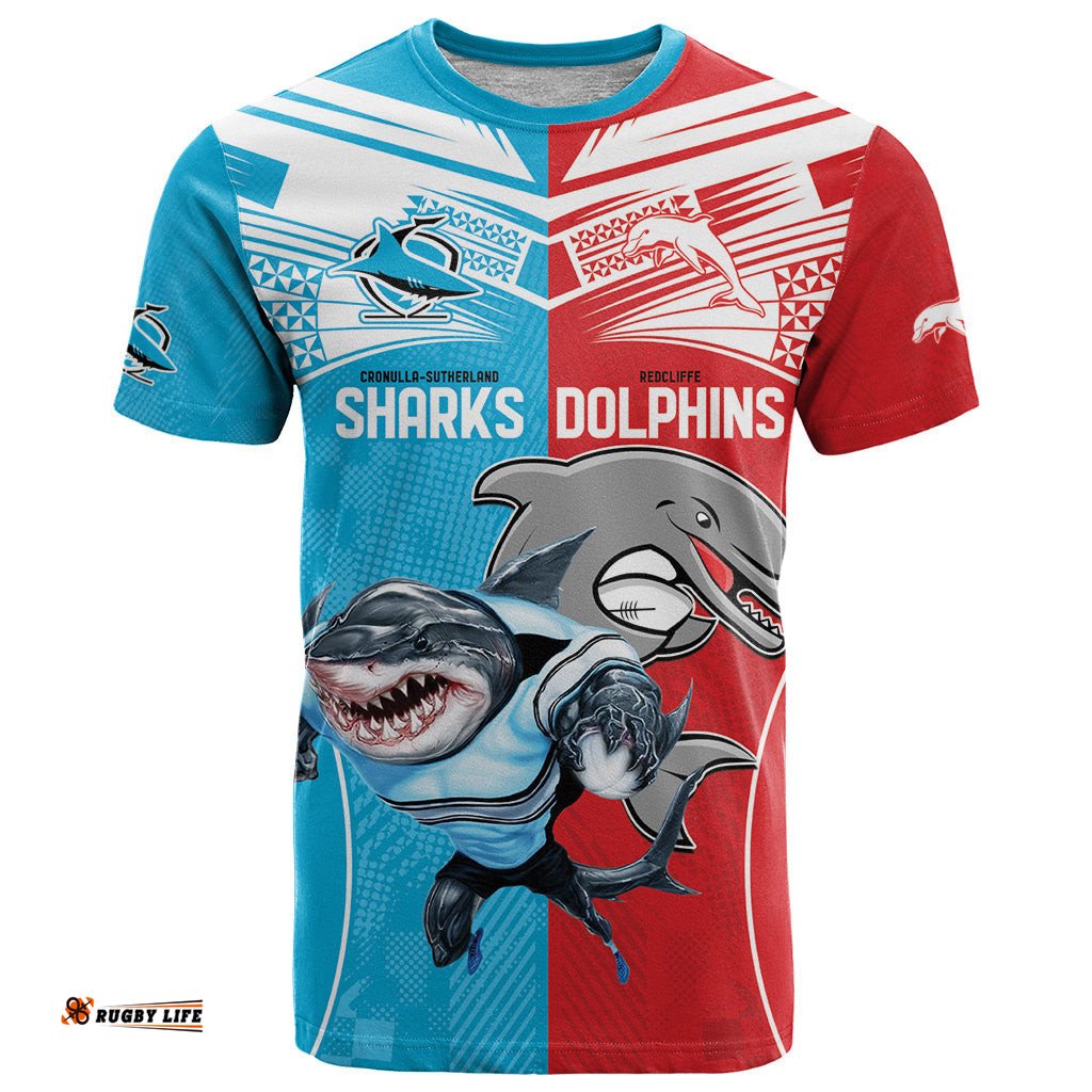 custom dolphins and shark t shirt together sporty style