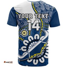 custom text and number cowboys rugby t shirt indigenous art