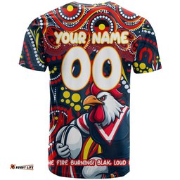 custom australia naidoc week 2024 t shirt sydney roosters mascot keep the fire burning dt02