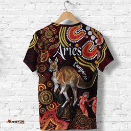 australian astrology t shirt aries kangaroo zodiac aboriginal vibes red