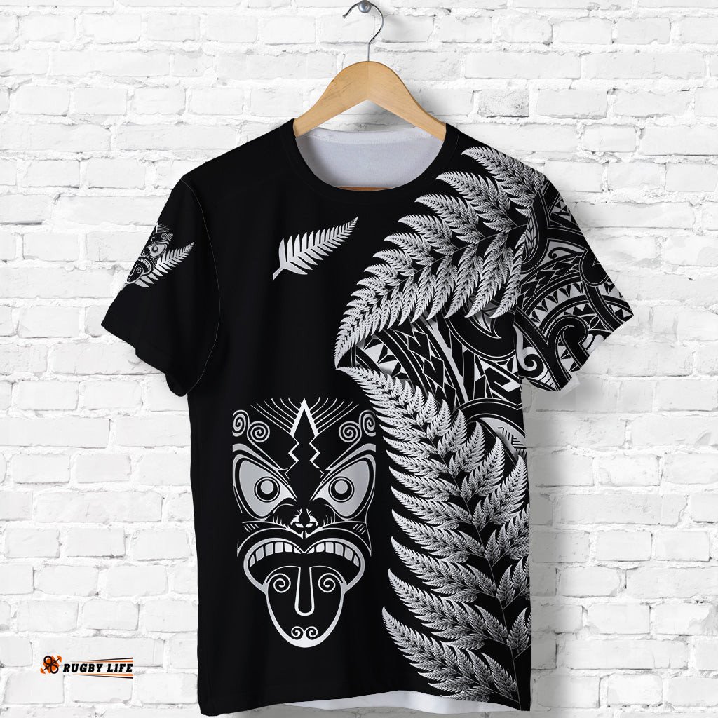 new zealand haka rugby maori t shirt silver fern vibes black