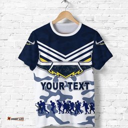 custom personalised north queensland cowboys t shirt anzac day camouflage vibes white