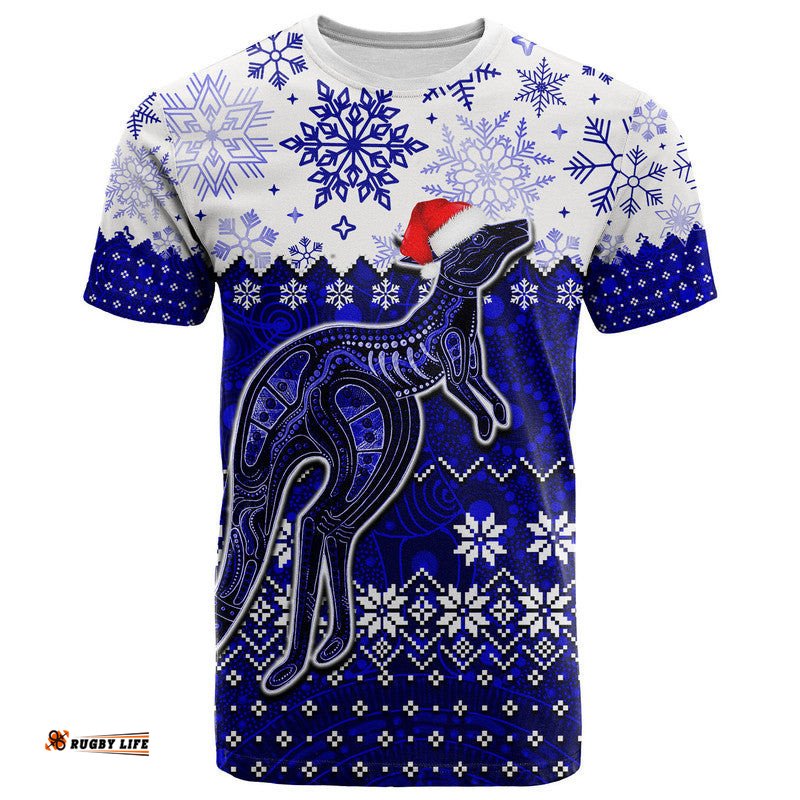 aboriginal christmas 2022 kangaroo t shirt blue style