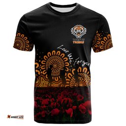 wests tigers t shirt personalized aboriginal rugby anzac day poppy with soldiers nrl 0