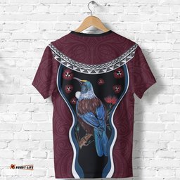 new zealand tui bird t shirt pohutukawa burgundyAmazing Aussie