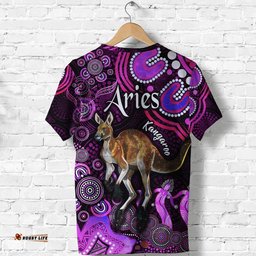 australian astrology t shirt aries kangaroo zodiac aboriginal vibes pink