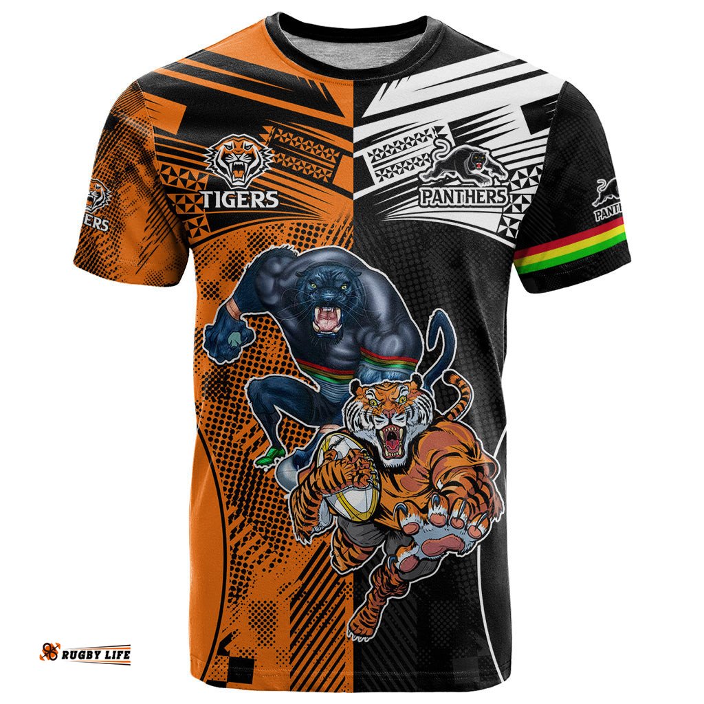 custom nrl tigers combine panthers rugby t shirt sporty style