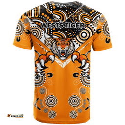 wests tiger rugby aboriginal pattern t shirt