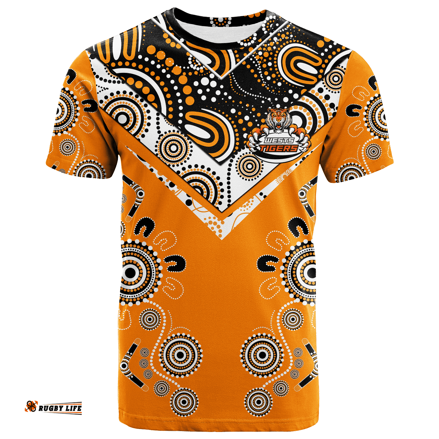 wests tiger rugby aboriginal pattern t shirt