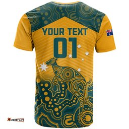 custom australia rugby t shirt wallabies aboriginal pattern